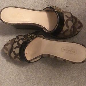 Ladies “ Coach “ high heel sandals.  Size 6.5